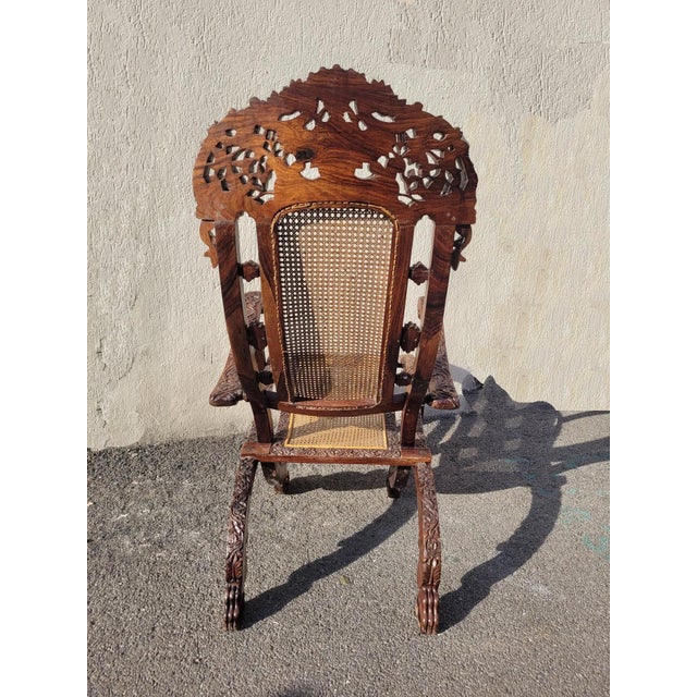 Indian Folding Armchair in Carved Wood For Sale - Image 6 of 18