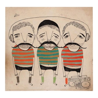 Contemporary Robert K. Puissegur “Urban Street Urchins” Signed & Numbered Painting, Crate & Barrel Limited Edition 7/55 For Sale