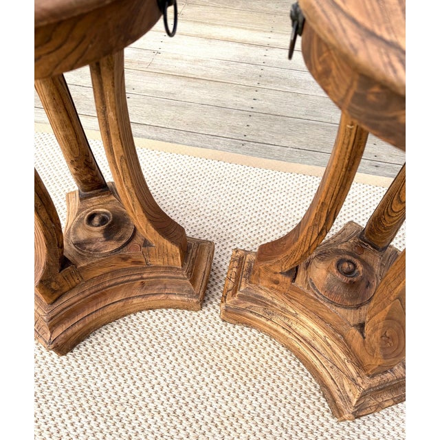 A Pair of Restoration Hardware Sculptural Pedestal Side Tables, Drinks Tables With Glass Tops For Sale - Image 15 of 18