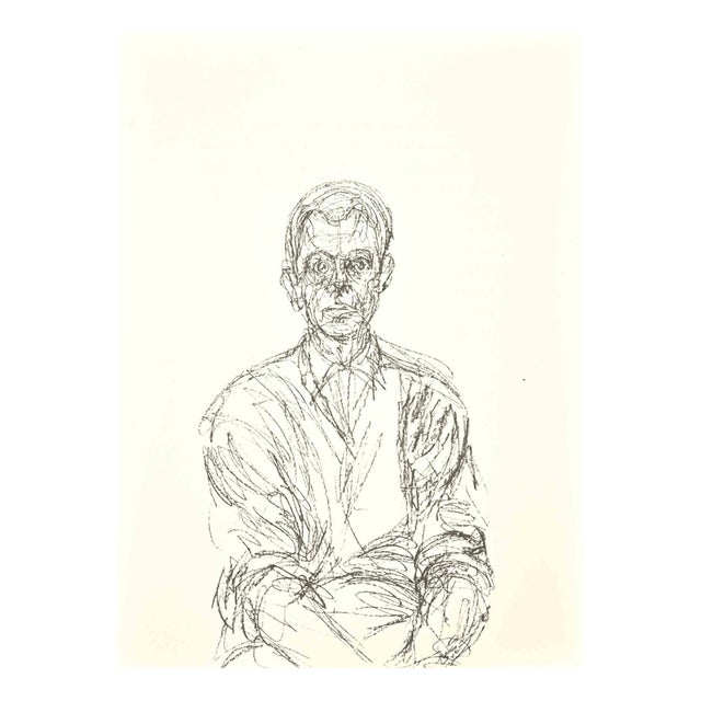 Alberto Giacometti, Bust of a Seated Man (Jacques Dupin), Lithograph, 1961 For Sale