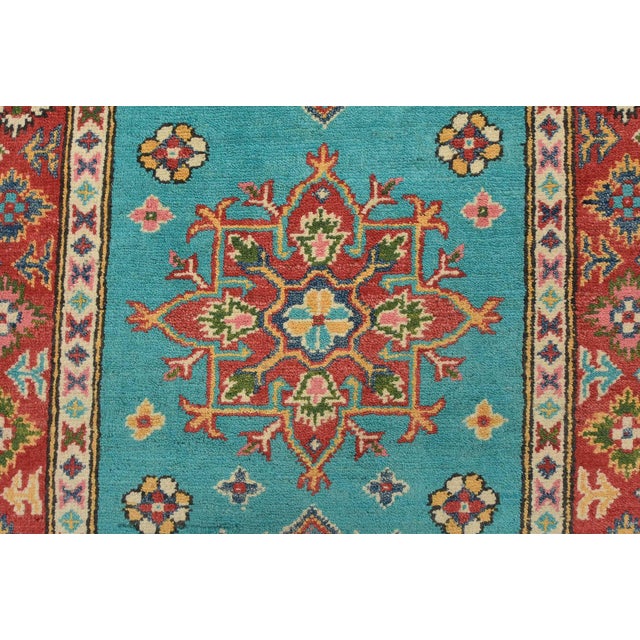 Blue Kazak Runner 2’7” X 9’6” Blue Wool Tribal Hand-Knotted Oriental Rug For Sale - Image 8 of 12