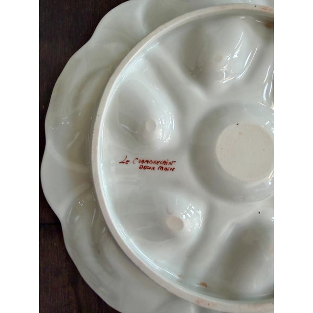 Late 19th Century French Le Chambrelain Porcelain Hand-Painted Seaweed Oyster Plates - Set of 8 For Sale - Image 9 of 13