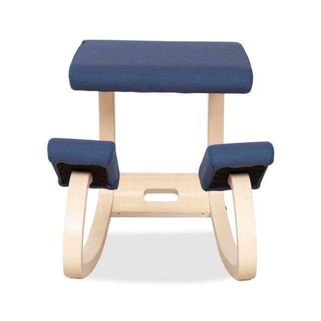 Blue Variable Kneeling Chair in Ash and Blue Fabric by Peter Opsvik For Sale - Image 8 of 12