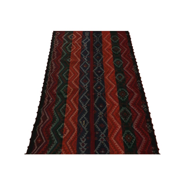 Tribal Vintage Persian Shiraz Tribal Kilim in Colorful Geometric Patterns - Rug & Kilim For Sale - Image 3 of 8