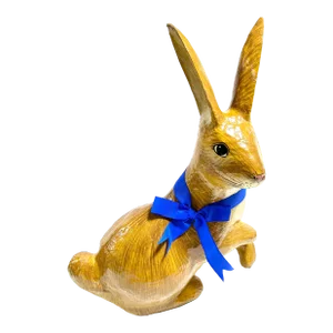 Large Vintage Paper Maché Easter Bunny Rabbit Figure - Hand-Painted 1980s Spring Garden Decor