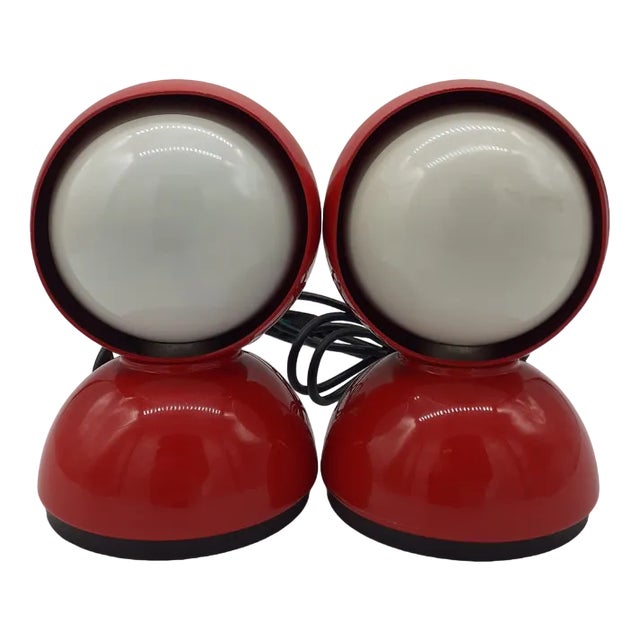 Red Eclipse Table Lamps by Vico Magistretti for Artemide, Italy, 1966, Set of 2 For Sale