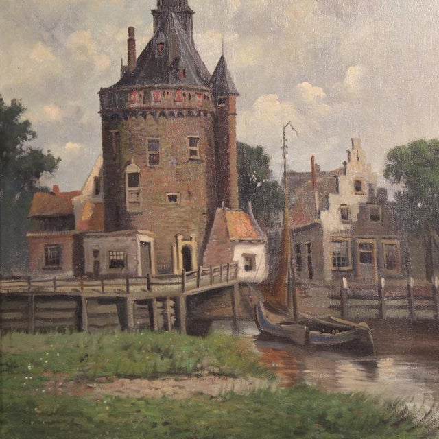 Dutch Artist, View of the City of Hoorn, 1950, Oil on Canvas For Sale - Image 14 of 15