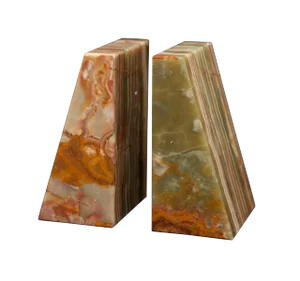 Green Marble Bookends - a Pair