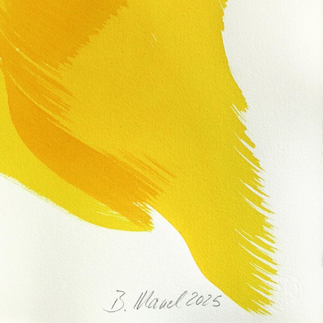 Yellow The Yellow Dress 9 - Abstract Flowy Minimalist Figurative Ink Original Artwork by Bettina Mauel For Sale - Image 8 of 8