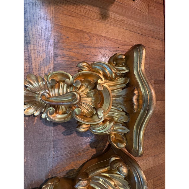 Pair of 19th Century Italian Giltwood Wall Brackets For Sale - Image 4 of 10