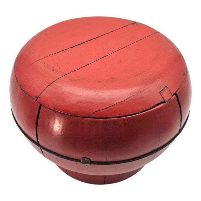 Chinoiserie Chinese Red Lacquer Rice Bucket Decorative Storage Container 13" For Sale - Image 3 of 15