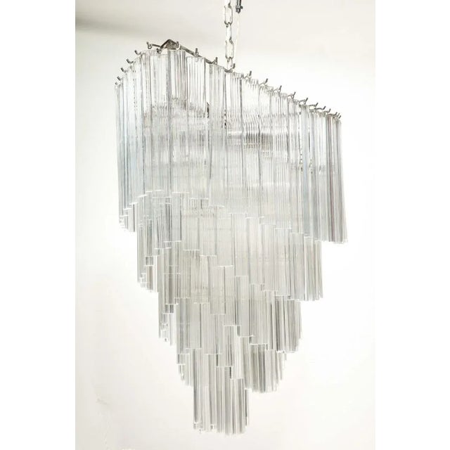 Transparent Midcentury Italian Hand Blown Glass Chandelier With Glass Panes C. 1960 For Sale - Image 8 of 9