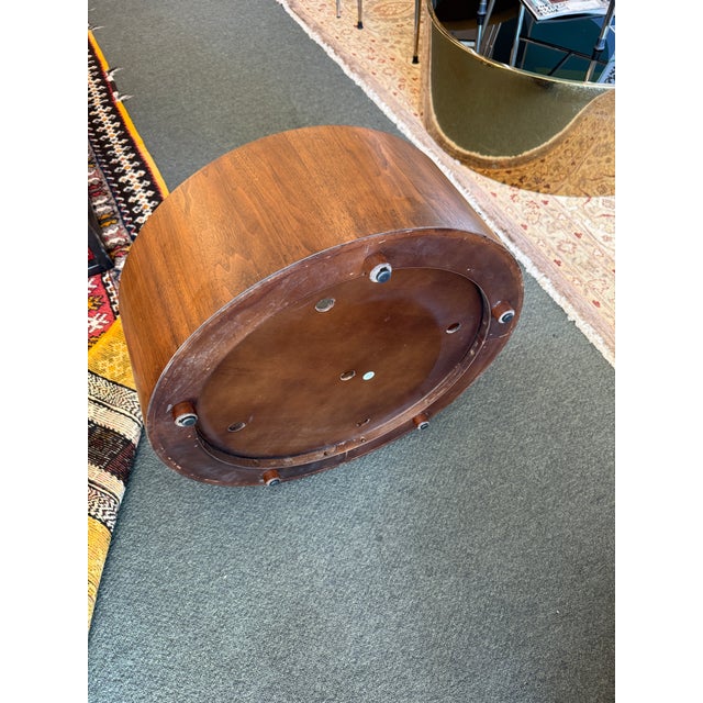 West Elm West Elm Drum Shaped Storage Ottoman, Sapphire For Sale - Image 4 of 12