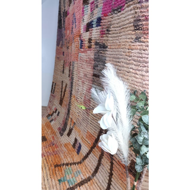 Contemporary Pink Turquoise Patchwork Wool Moroccan Rug For Sale - Image 11 of 17