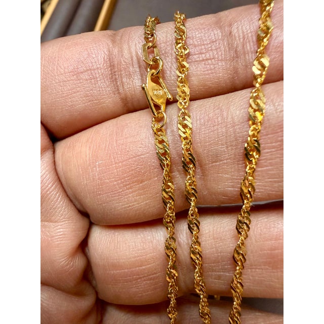 Vintage 18 Karat Yellow Gold 4 Gm, Link Chain, 2.0 Mm Necklace, 22" Long For Sale In New York - Image 6 of 8