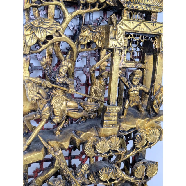 Qing Dynasty Chinese Handcrafted Gilt-Wood Panels (C. 1644-1912) For Sale In Portland, OR - Image 6 of 9