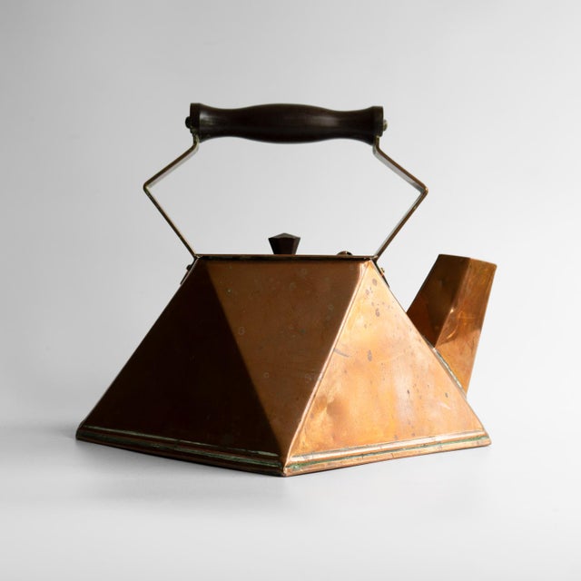 Art Deco Antique French Modernist Copper Kettle, Art Deco Cubist Design, 1920s For Sale - Image 3 of 16
