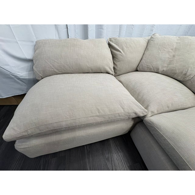 Rh Cloud Modular Sectional 6-Piece Configuration | Perennials® Performance Textured Linen Weave | Warm Neutral For Sale - Image 10 of 18