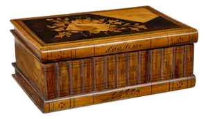 19th Century Book Shaped Inlaid Olive Box, 1890s