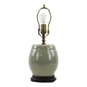 Chinese Celadon Drum Vase Table Lamp