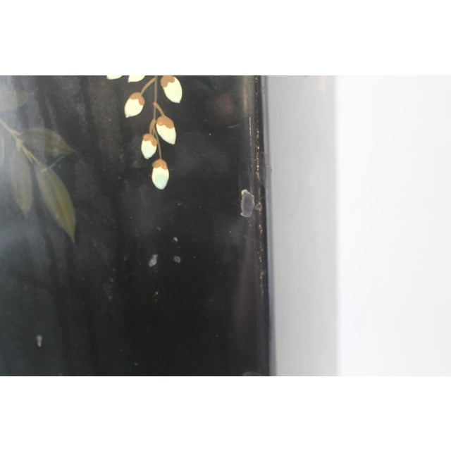 1970s Asian Floral Black Lacquered Pedestal Plant Stand For Sale - Image 17 of 18