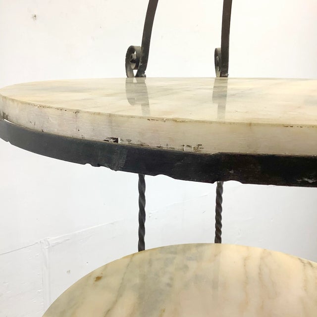 Vintage Round Etagere in Iron and Marble For Sale In Philadelphia - Image 6 of 12