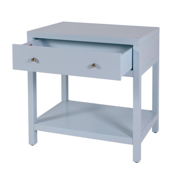 2020s Nora 30 in. W Rectangular Wood 1 Drawer Wide Nightstand with Lower Open Shelf, Light Blue For Sale - Image 5 of 11