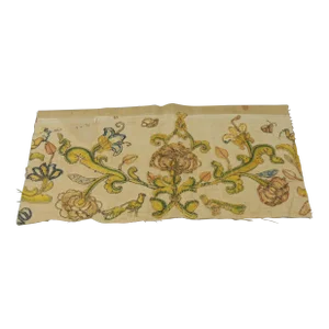 Antique Orange and Green Italian Embroidery Fragment Textile