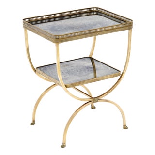 French Art Deco Period Brass and Mirrored Curule Table, Circa 1940 For Sale