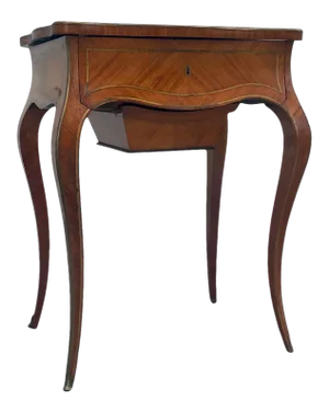 19th Century Louis XV Style Tulipwood Parquetry Sewing Table