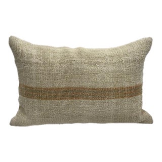 Turkish Hemp Pillow Cushion Natural Beige Brown Pillow Cushion Cover 16" x 24" For Sale