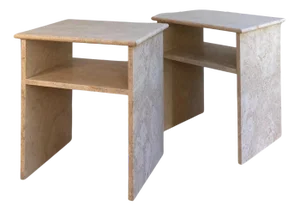 Travertino Al Verso Bedside Tables by Almarmo, Set of 2