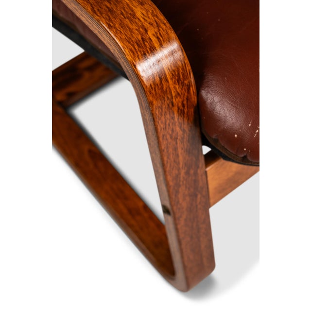 Set of Two (2) Scandinavian Modern Bentwood Lounge Chairs in the Manner of Ingmar Relling, Scandinavia, C. 1980s For Sale - Image 14 of 18