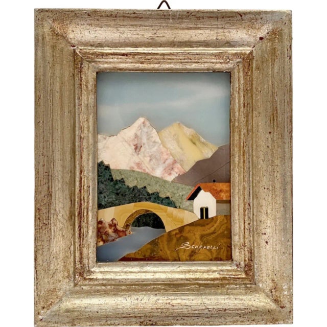 Vintage Renzo Scarpelli Pietra Dura Framed Italian Landscape Mosaic For Sale In Washington DC - Image 6 of 12
