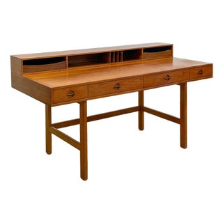 Peter Lovig Nielsen MCM Desk Folding Top Shelving Rare Danish Modern Office Desk For Sale