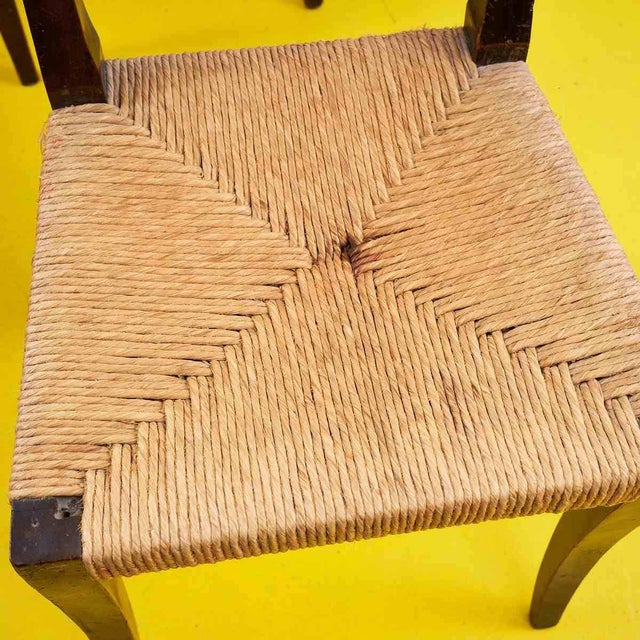 Antique Empire Wooden Chairs with Straw Seats, Set of 6 For Sale - Image 9 of 14
