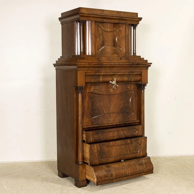 Biedermeier Antique Early 20th Century Mahogany Biedermeier Drop Front Secretary Desk From G For Sale - Image 3 of 10