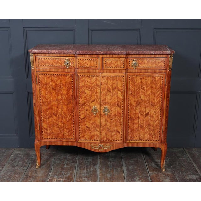 Fine Louis XVI Tulipwood Marquetry Cabinet with Rouge Marble Top, 1780 For Sale - Image 9 of 18