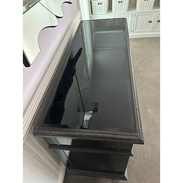 Transitional Designer 9-Drawer Dresser in Distressed Black With Zinc Hardware For Sale - Image 4 of 6