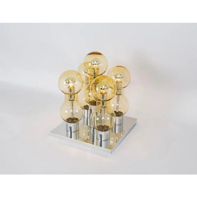 1960s Large Murano Glass Tubes Flush Mount in Chrome by Doria, Germany, 1960s For Sale - Image 5 of 10