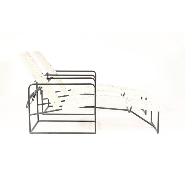 Mid-Century Modern 1990s Mid Century Bronze Patio Reclining Chaise Lounges – Kurt Voss Metals, Attributed For Sale - Image 3 of 12