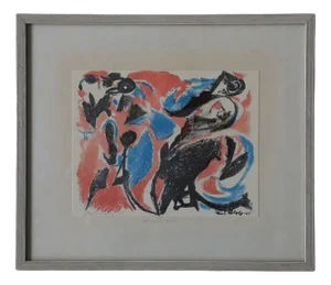 Paul Holsby, Mountain's Red, Color Lithograph, 1963, Framed