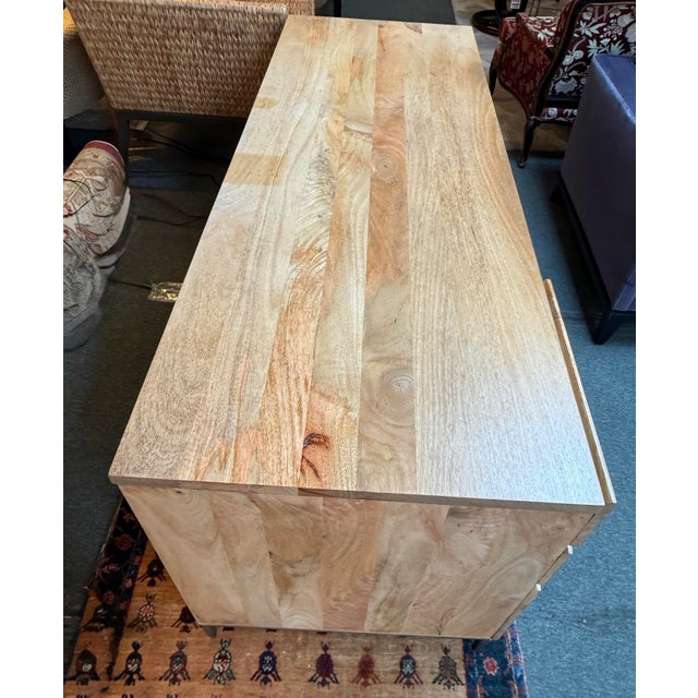 2010s West Elm Industrial Solid Wood Modular Desk W/ File Cabinet For Sale - Image 5 of 12