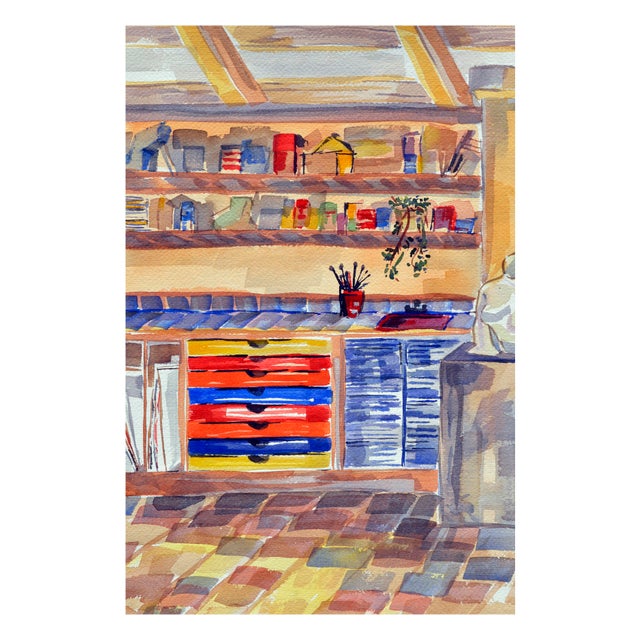 American The Artists Studio - Interior Watercolor by Doris Warner For Sale - Image 3 of 4