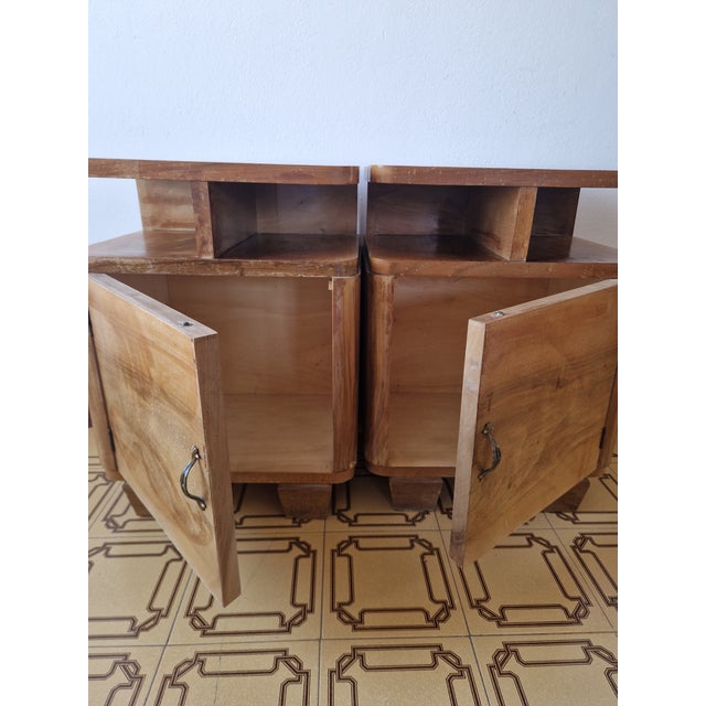 1920s Art Deco Burl Bedside Tables, 1930, Set of 2 For Sale - Image 5 of 16