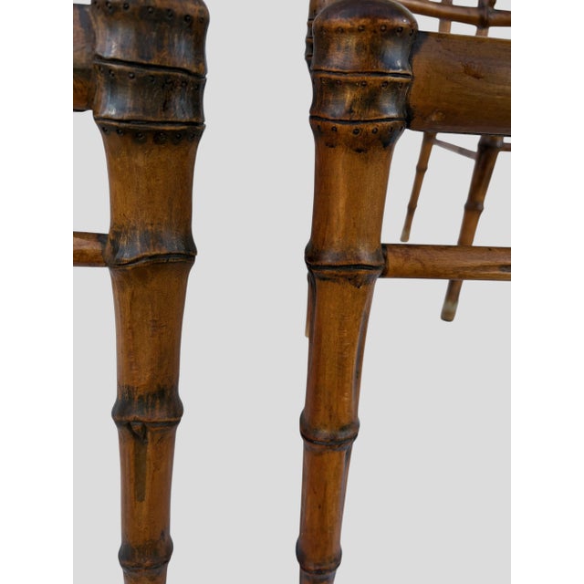 English Faux-Bamboo Cane Seat Armchairs Set of 4 For Sale - Image 3 of 7