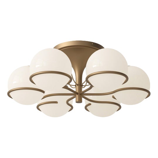 Le Sfere Ceiling Lamp in Opaline Glass by Gino Sarfatti For Sale