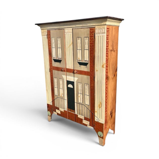 John Dickinson Vintage Trompe l'Oeil Painted Architectural Cabinet For Sale - Image 4 of 13
