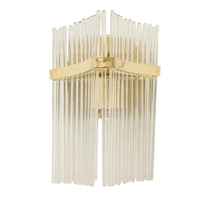 Mid 20th Century Brass and Glass Italian Sconce For Sale