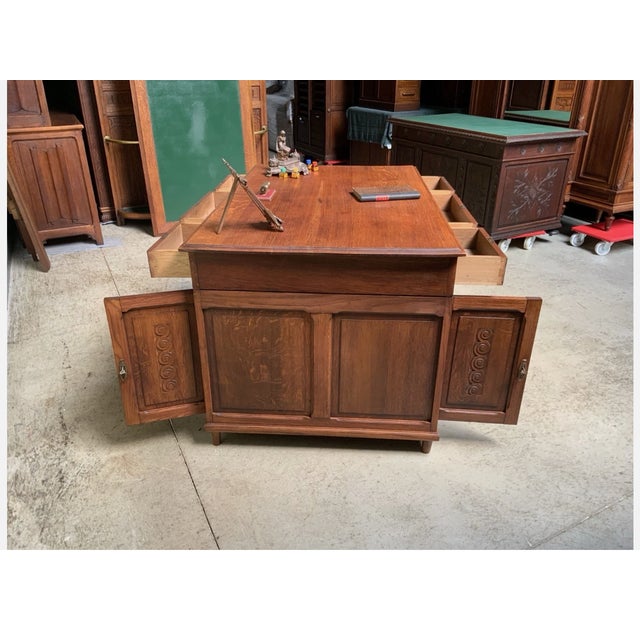 Antique Art Deco Historicism Double-Sided Desk, 1930 For Sale - Image 6 of 11